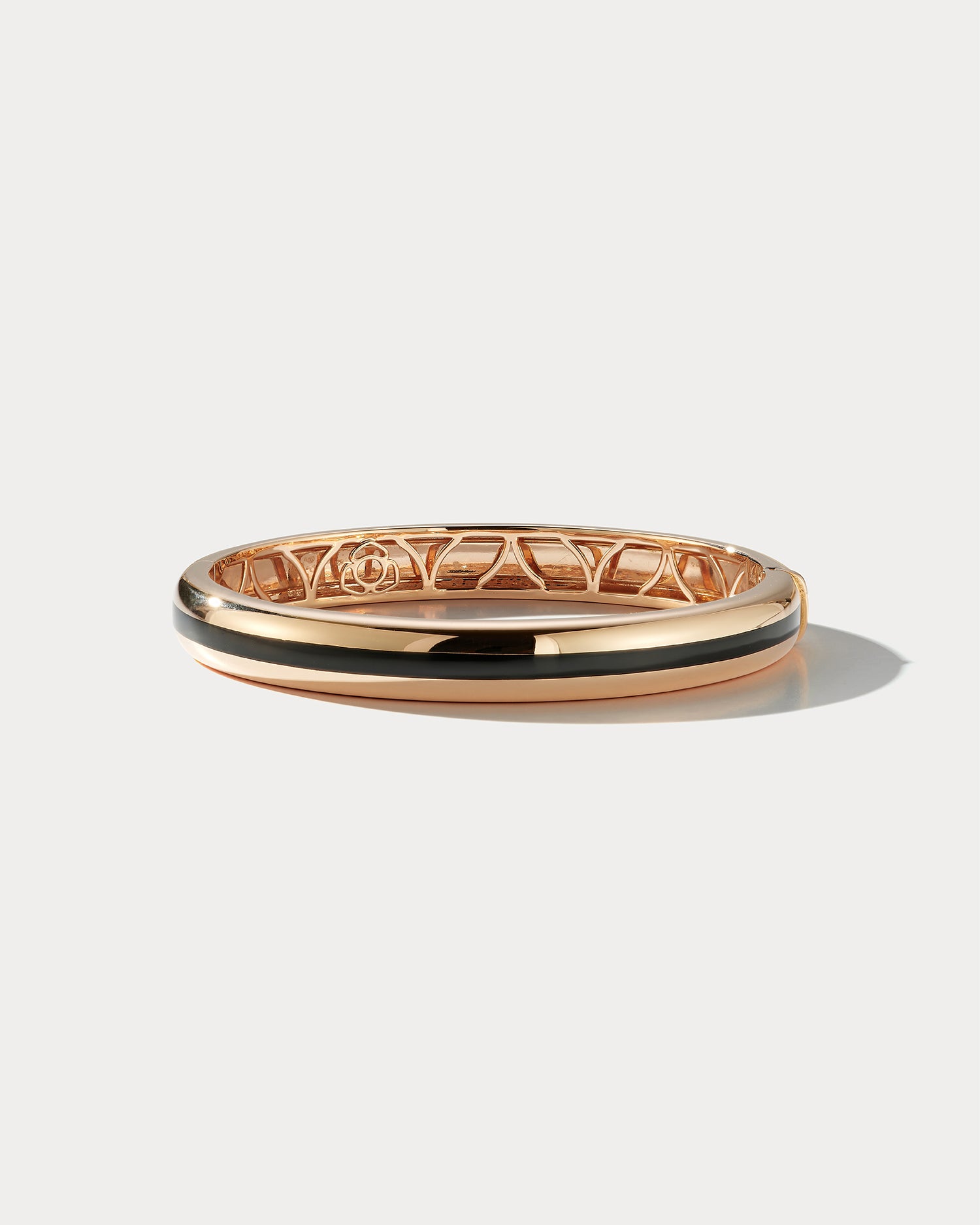 Black Ceramic & 18k Rose Gold Bangle - Wide - Ammrada