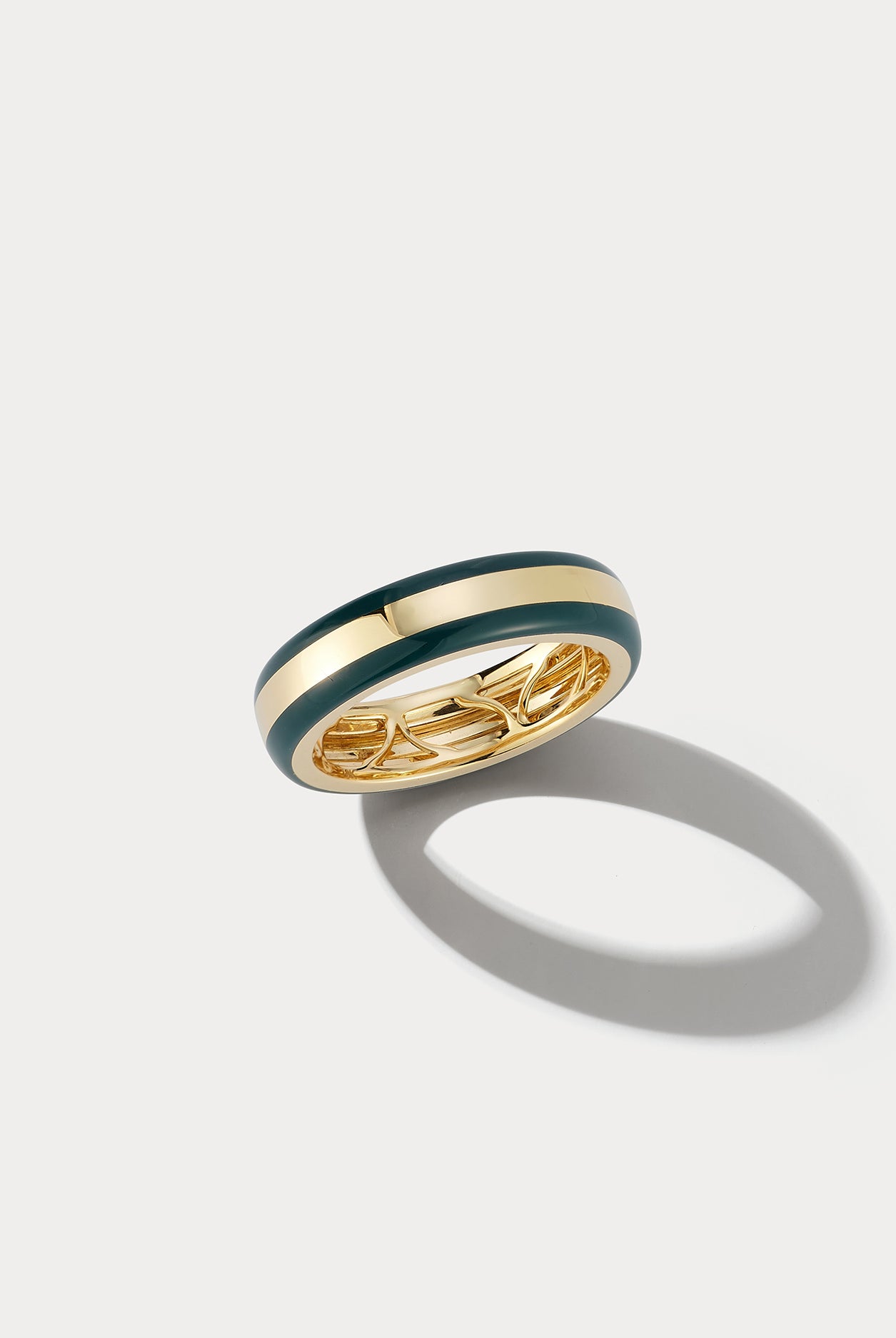 18K Yellow Gold & Teal Ceramic Ring - Ammrada