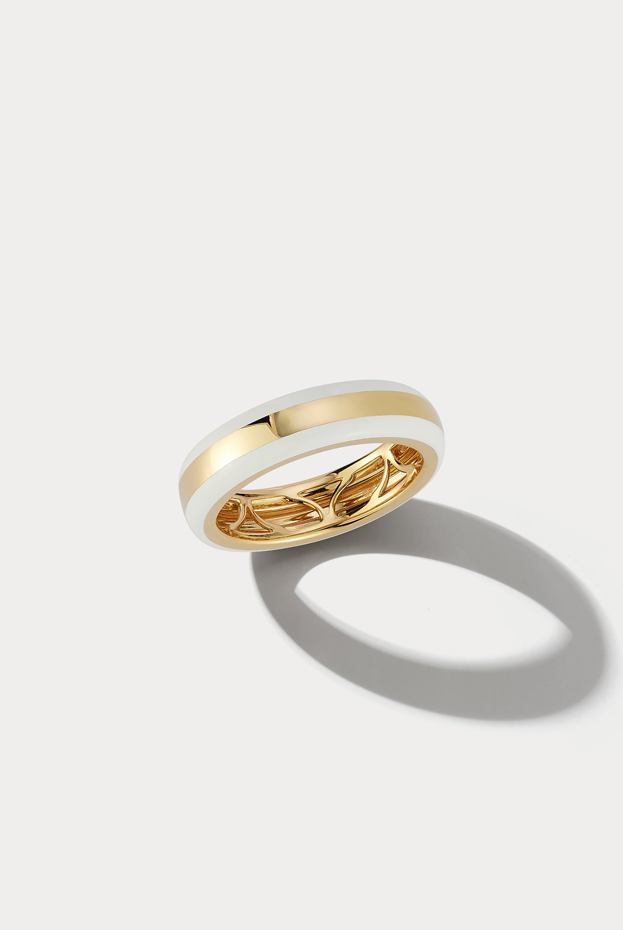 18K Yellow Gold & White Ceramic Ring - Ammrada