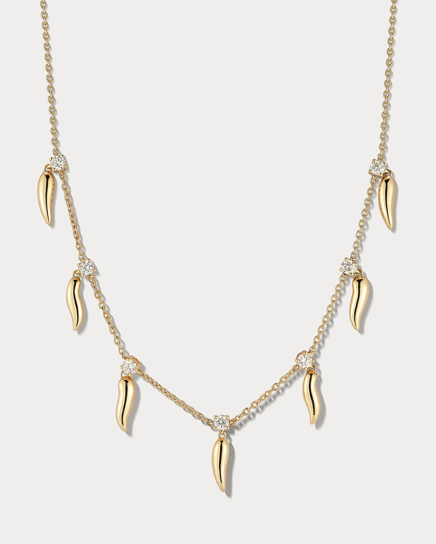 Yellow Gold & Diamond 16 Inch Flame Necklace - Ammrada