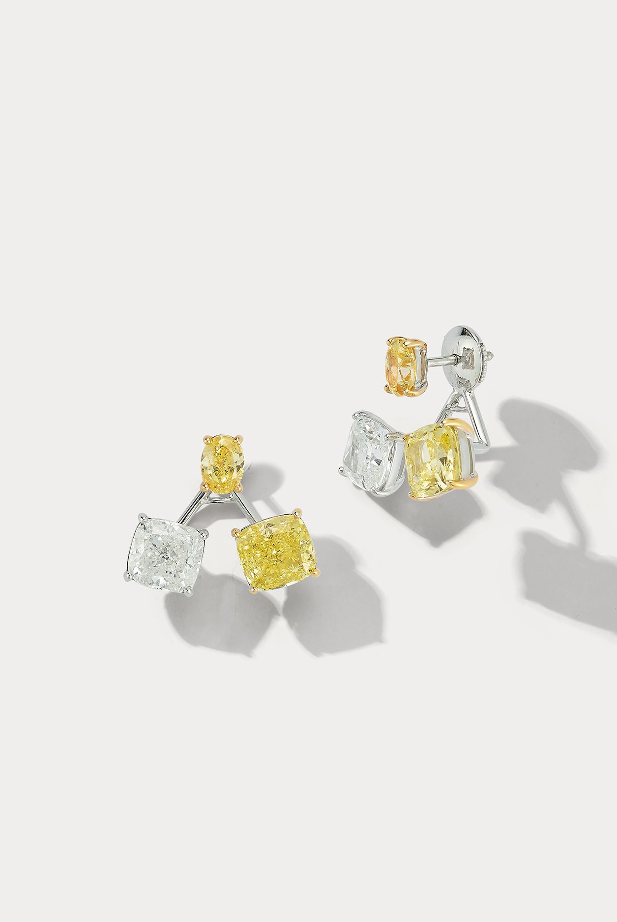 Elegance Redefined GIA-Certified Vivid Yellow and White Diamond Earrings 18K White Gold - Ammrada