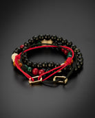 Infinity Bracelet Japanese Silk 18K Yellow Gold (Black or Red Japanese Silk) - Ammrada