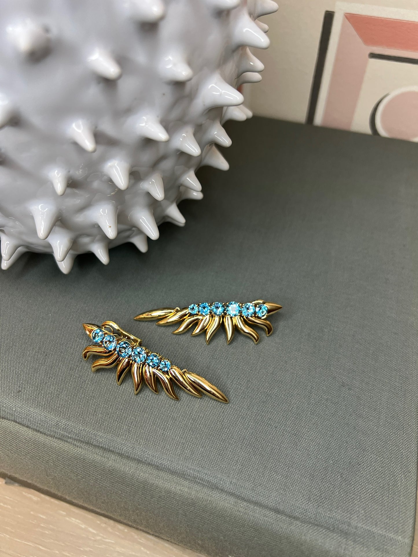 Blue Topaz Yellow Gold Earrings