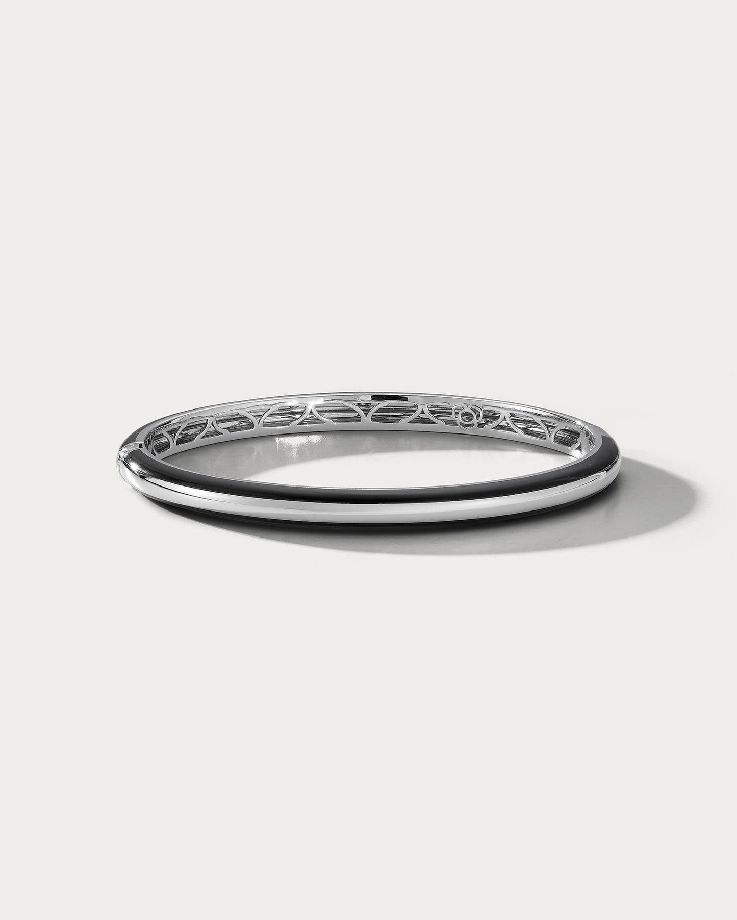 White Gold and Black Ceramic Bangle