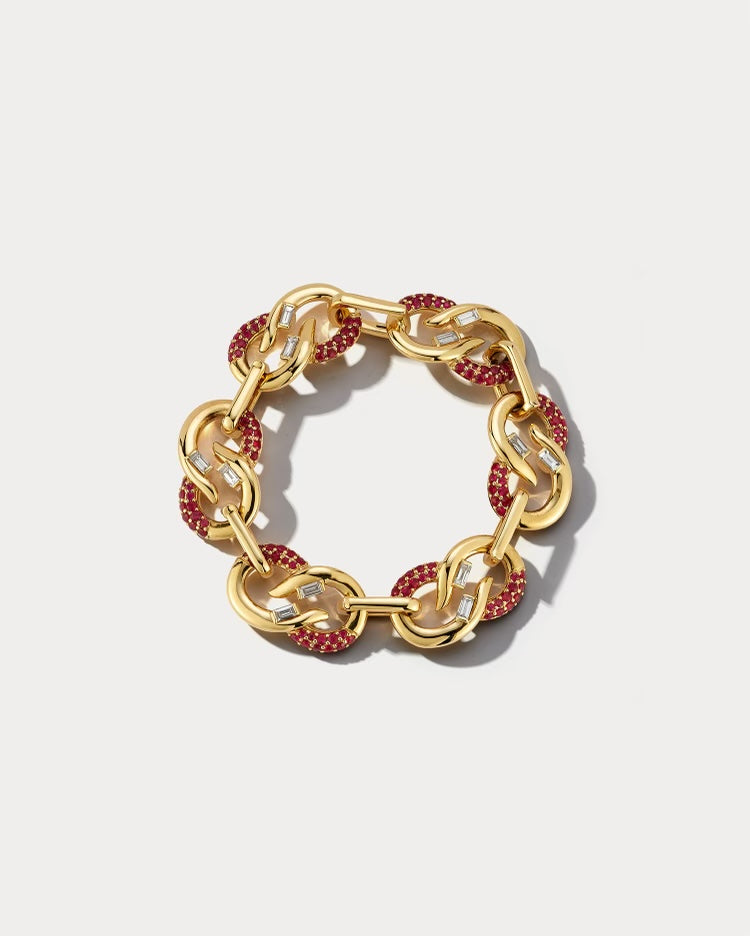 Ruby and Diamond Link Bracelet