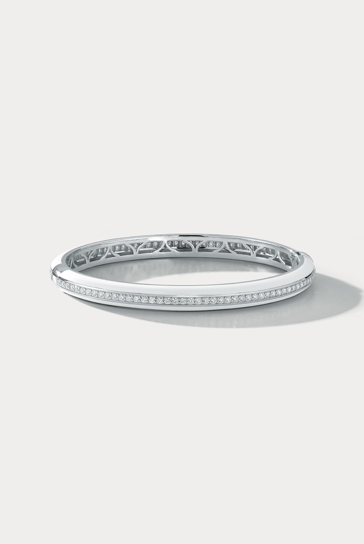 White Ceramic White Gold and Diamond Bangle - Ammrada