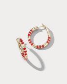 Small Yellow Gold and Red Ceramic Hoops - Ammrada
