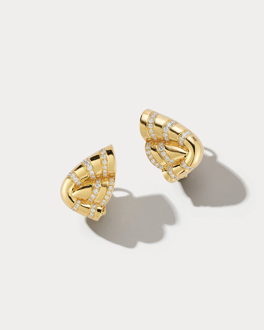 18K Yellow Gold Butterfly Earrings with Diamonds