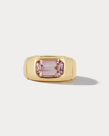 18K YG Pinky Ring Set with 4.16ct Pink Spinel - Ammrada