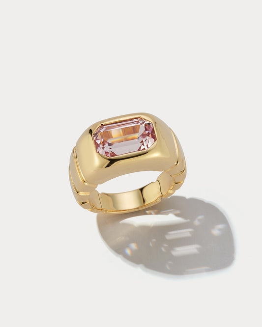 18K YG Pinky Ring Set with 4.16ct Pink Spinel - Ammrada