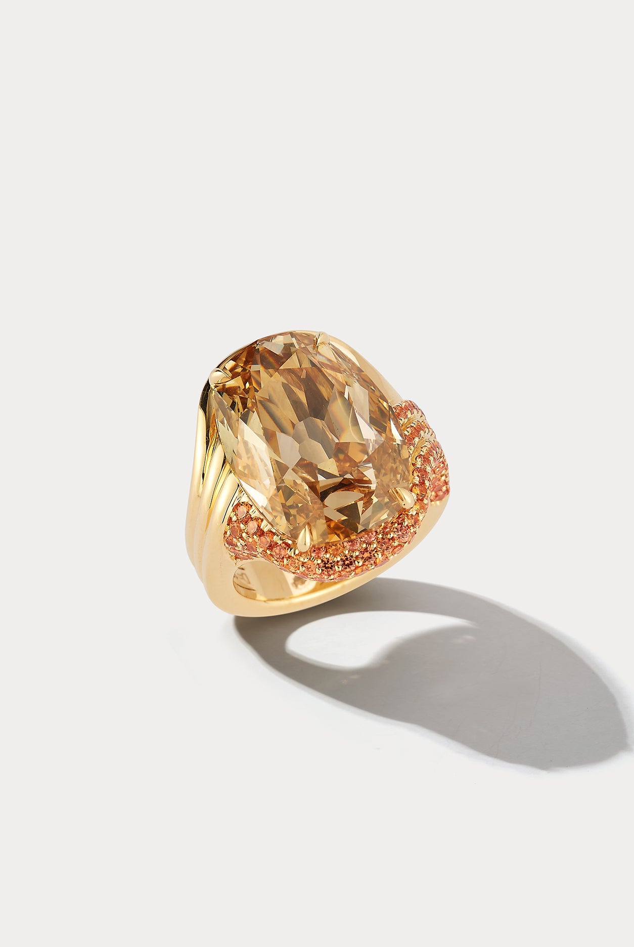 12.35ct Diamond Ring with 1.55ct Orange Sapphires