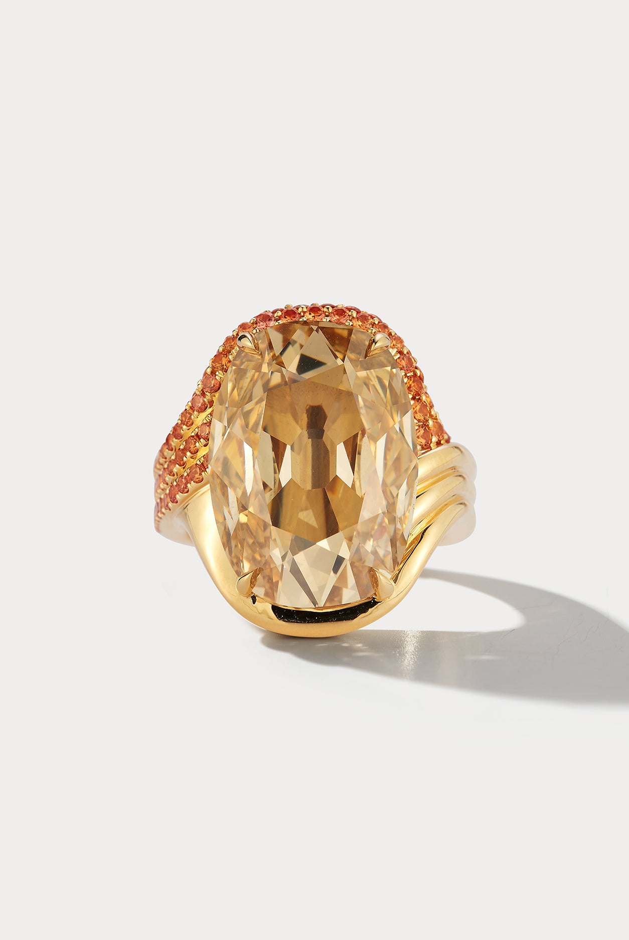 12.35ct Diamond Ring with 1.55ct Orange Sapphires