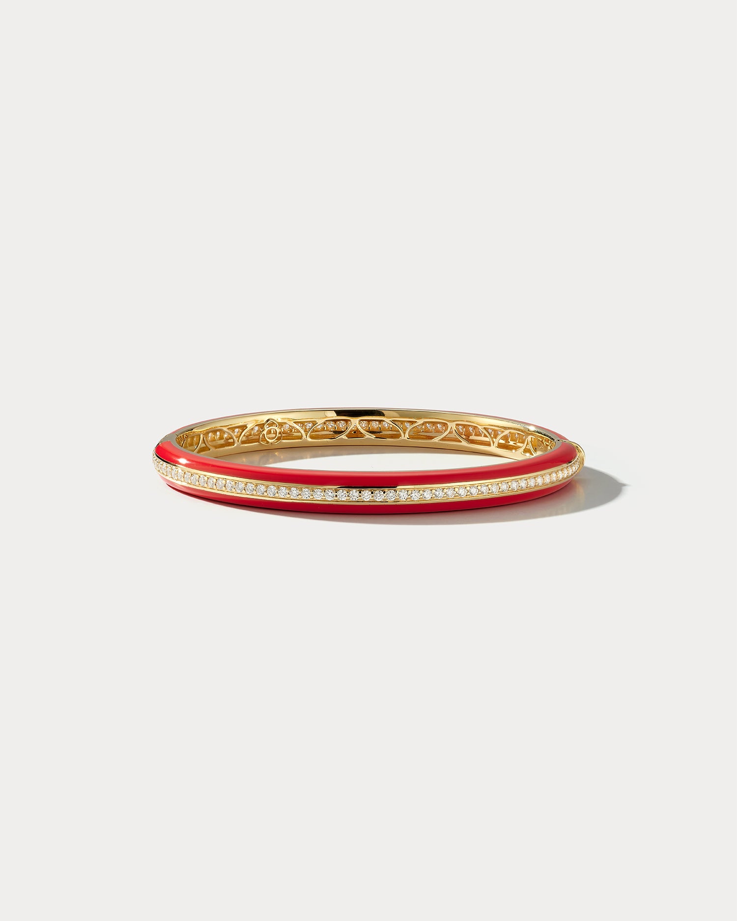 Red Ceramic Yellow Gold and Diamond Bangle - Ammrada