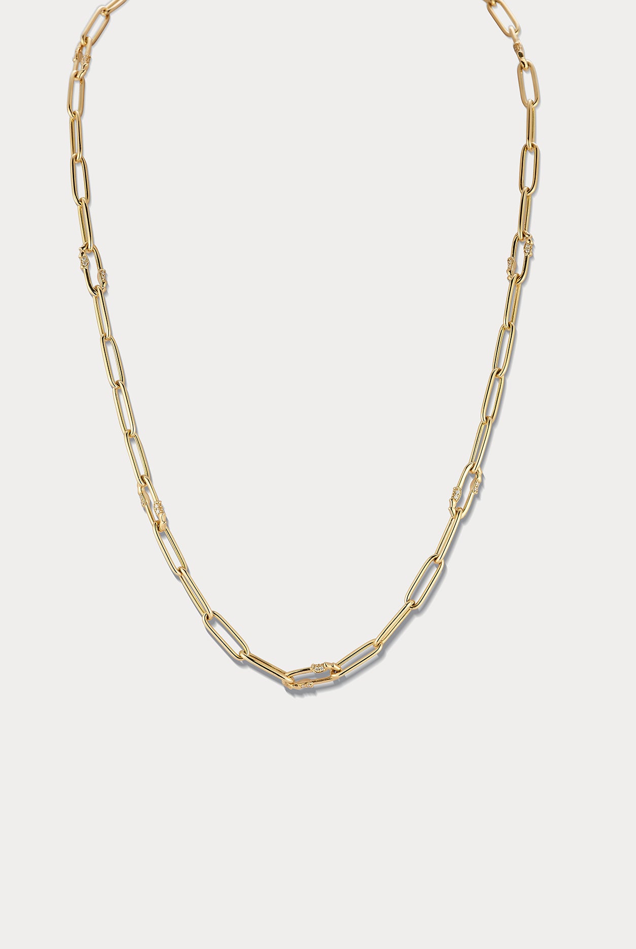 18K YG & Diamond 16 Inch Mixed Link Necklace - Ammrada