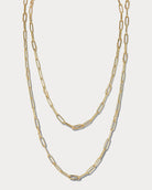 18K YG & Diamond 16 Inch Mixed Link Necklace - Ammrada