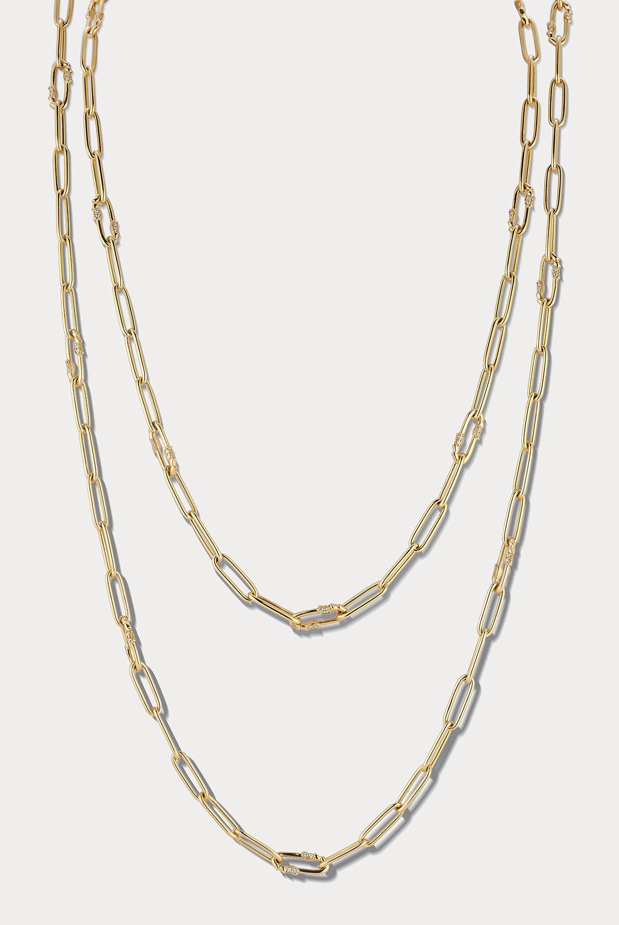 18K YG & Diamond 36 Inch Mixed Link Necklace - Ammrada
