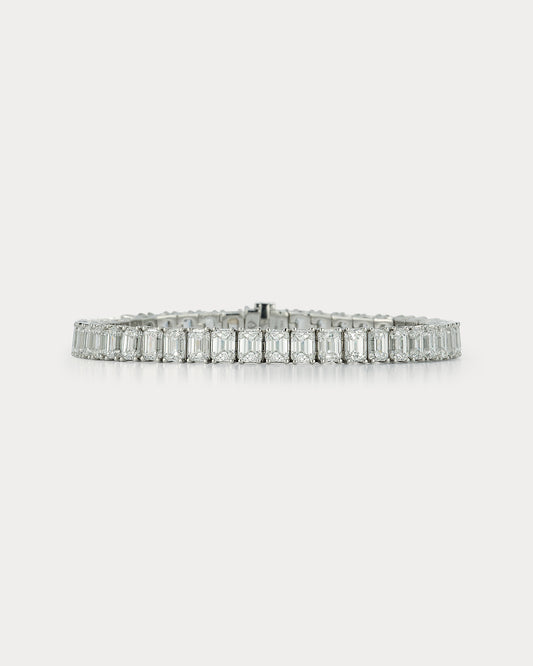 Plat Emerald-cut Tennis Bracelet 48 Diamonds 18.46ct GIA G-I VS-VVS - Ammrada