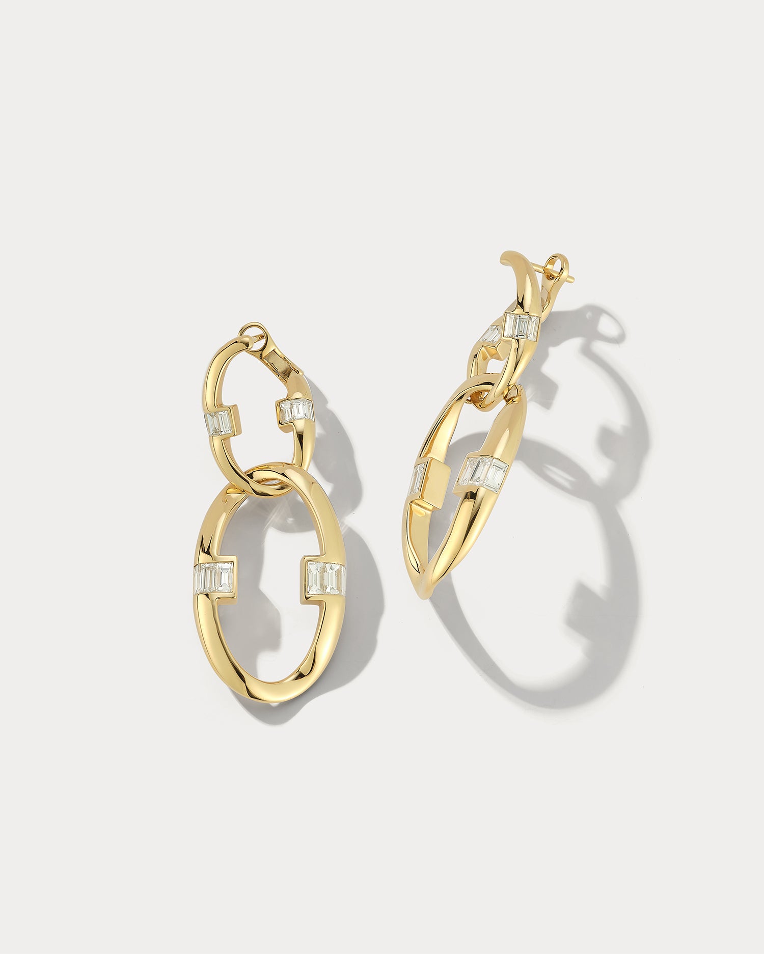 Ammrada Yellow Gold Diamond Link Earrings - Ammrada