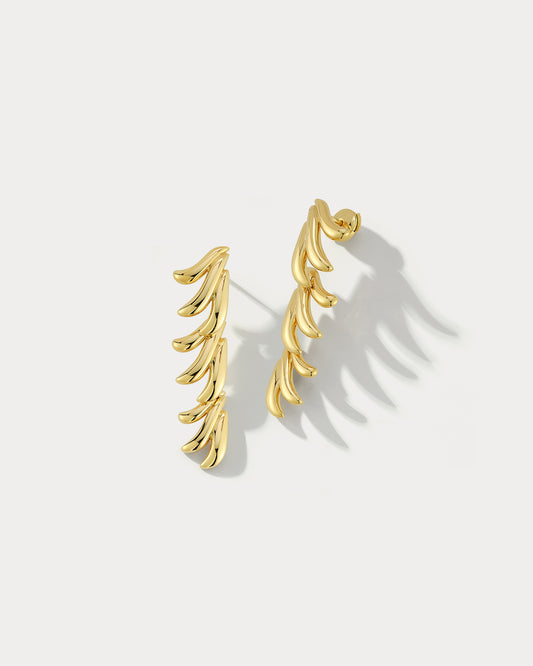 Aspect Yellow Gold Hanging Earrings - Ammrada