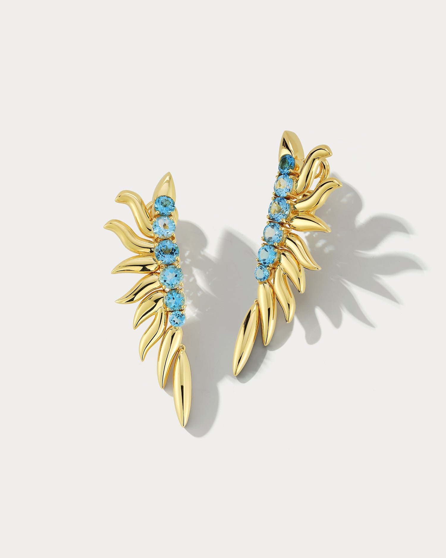 Blue Topaz Yellow Gold Earrings - Ammrada