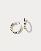 Small Yellow Gold and Teal Enamel Hoops - Ammrada